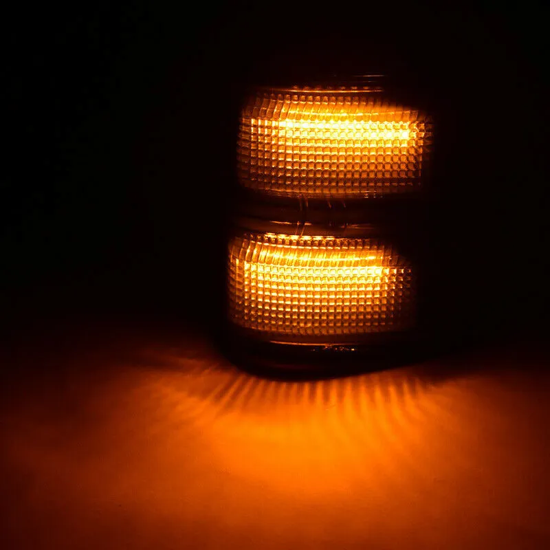 Ford F250 F350 F450 F550 3-grid LED front mirror lights with clear shell and yellow-white running water mode