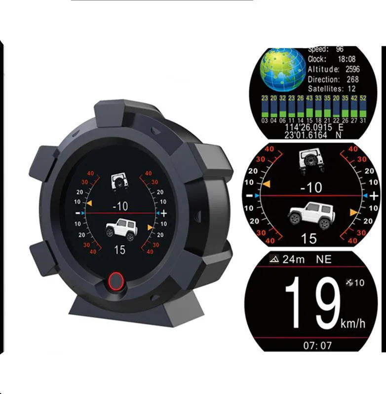 Car incline meter with satellite positioning and voltage reverse protection in OBD colour