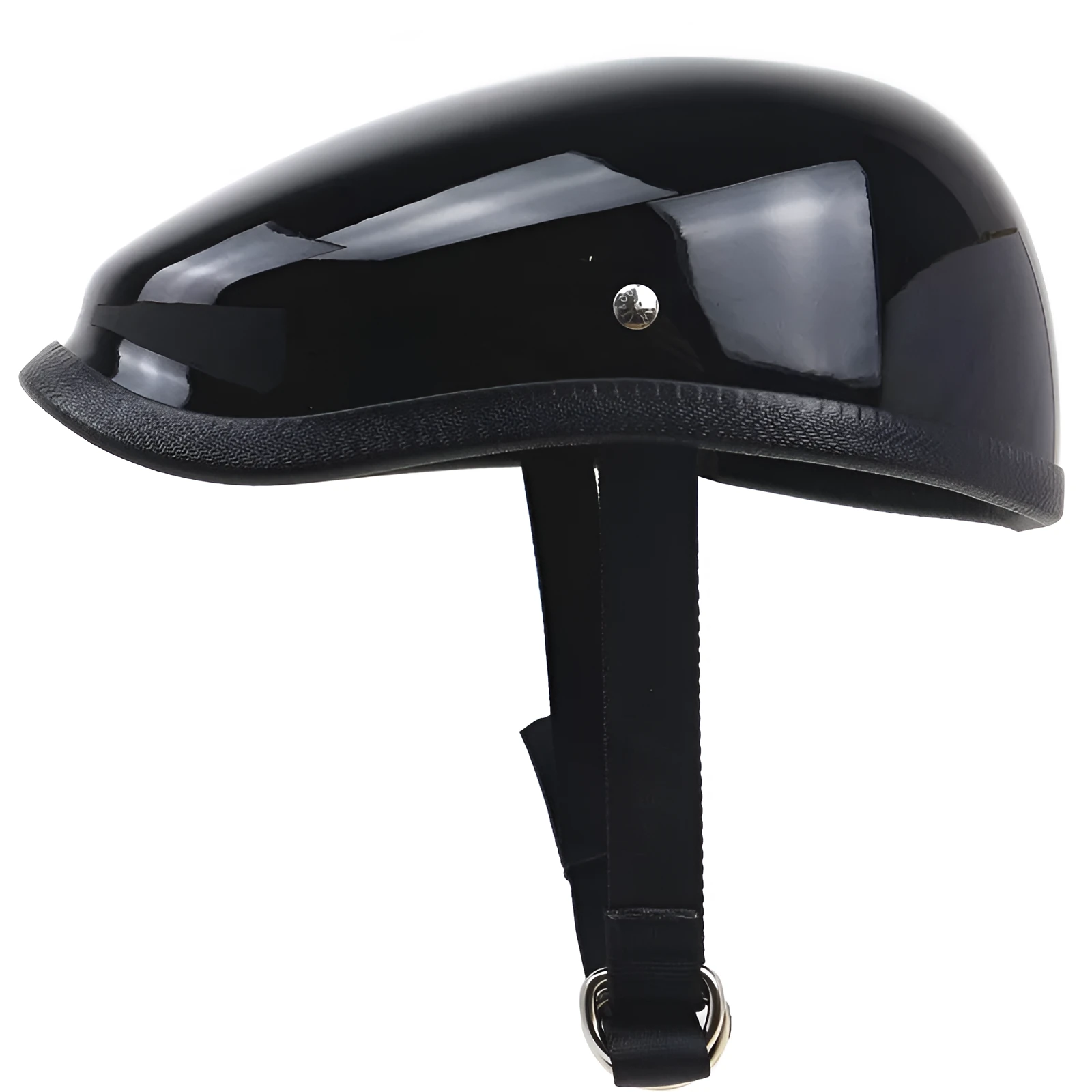 Japanese retro beret half helmet bright black fibreglass lightweight motorcycle electric bicycle