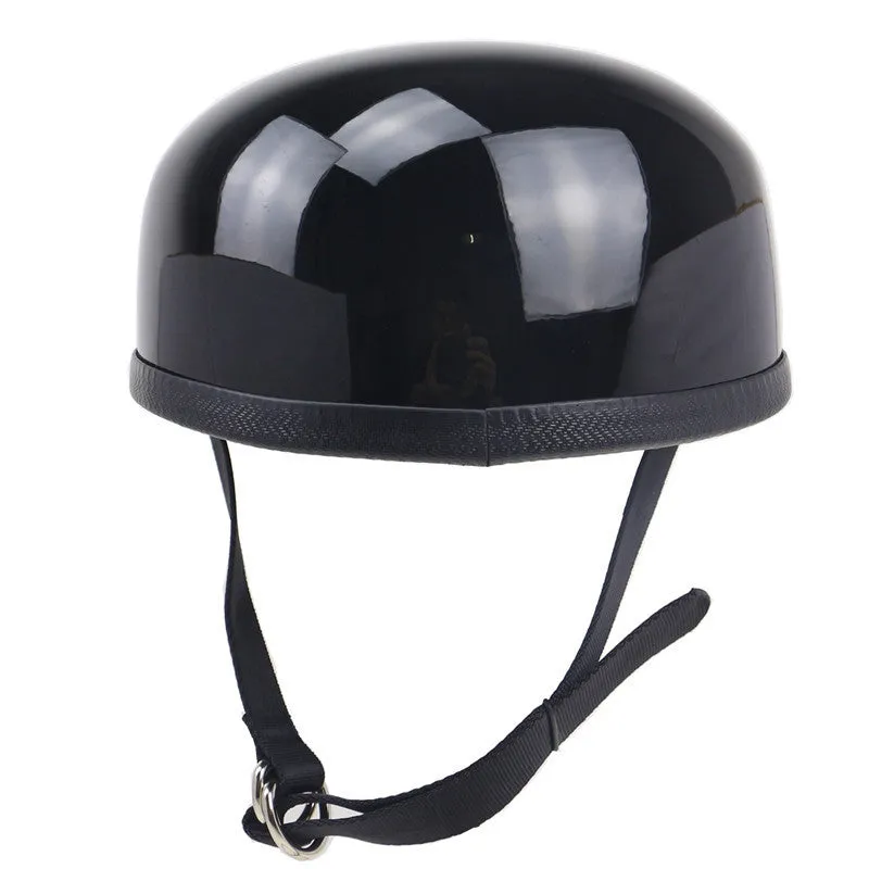 Japanese retro beret half helmet bright black fibreglass lightweight motorcycle electric bicycle