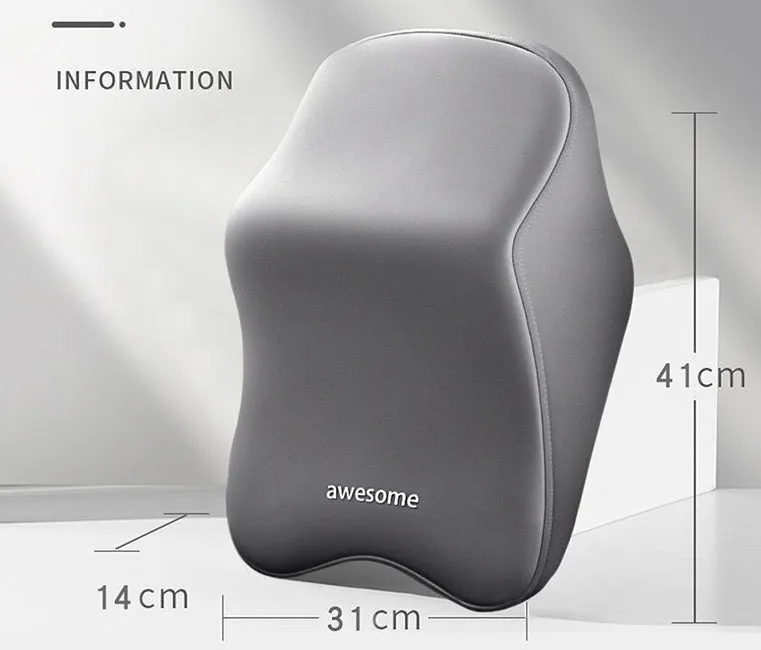 Automotive headrest pillow and lumbar support pillow set with memory foam filling in four colour options