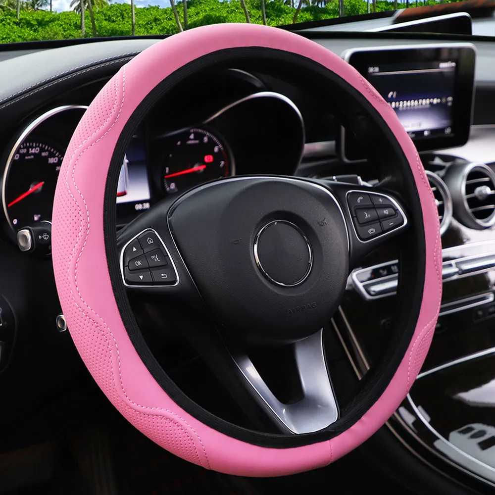 Embossed corrugated steering wheel cover in multiple colours for 37-38cm diameter wheels