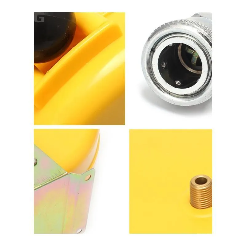 Yellow 8-metre automotive air hose reel on a spool for pneumatic workshop use
