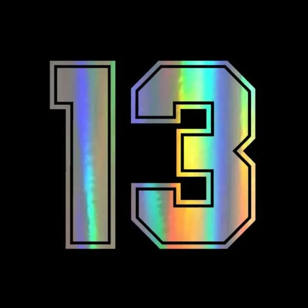 Funny number 13 automobile sticker in black, 15 cm, PET material for car rear window