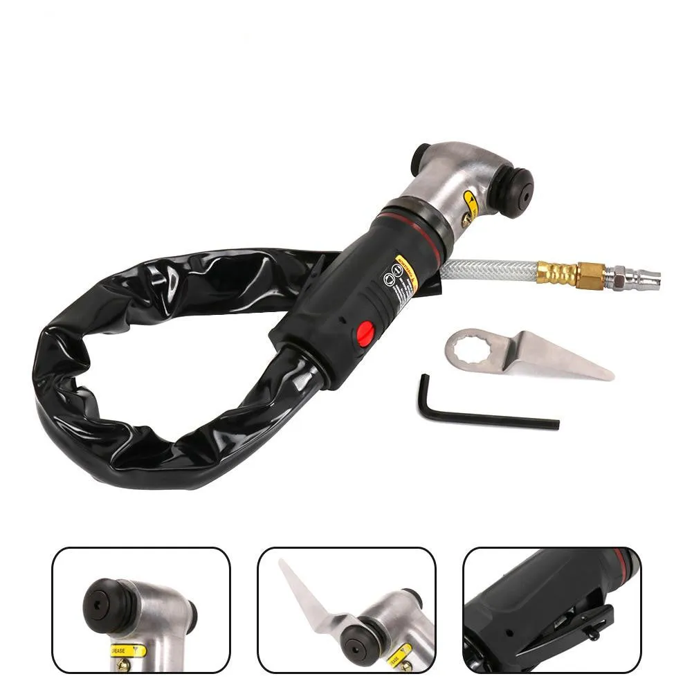 Pneumatic rubber tapping knife with black aluminium alloy body and non-slip rubber handle, 200mm blade, black colour