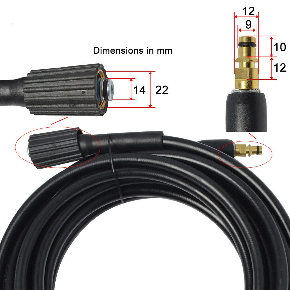 Black 10m high pressure car wash tube with copper gun head and nylon gun body for car washing
