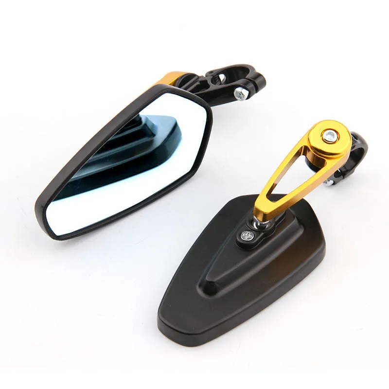 Motorcycle modified aluminum alloy rearview mirror, CNC machined 6061, black finish, 8 cm diameter, adjustable angle