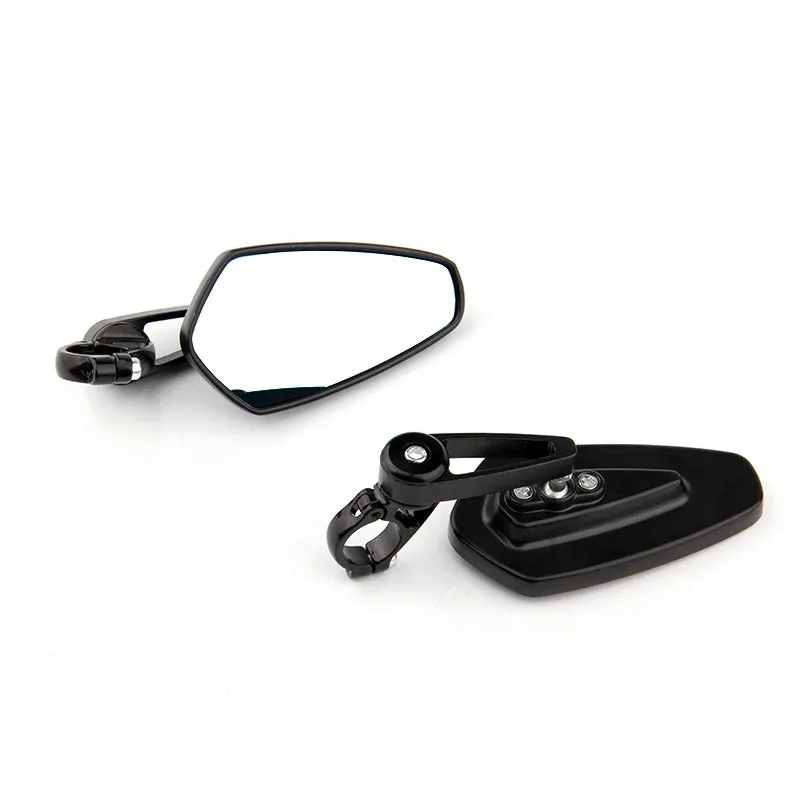 Motorcycle modified aluminum alloy rearview mirror, CNC machined 6061, black finish, 8 cm diameter, adjustable angle
