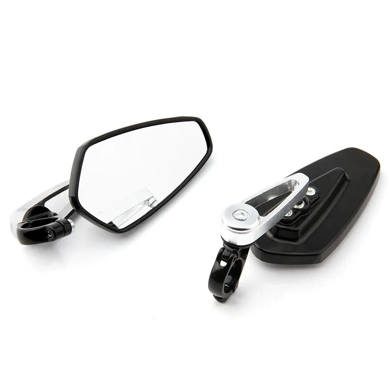 Motorcycle modified aluminum alloy rearview mirror, CNC machined 6061, black finish, 8 cm diameter, adjustable angle