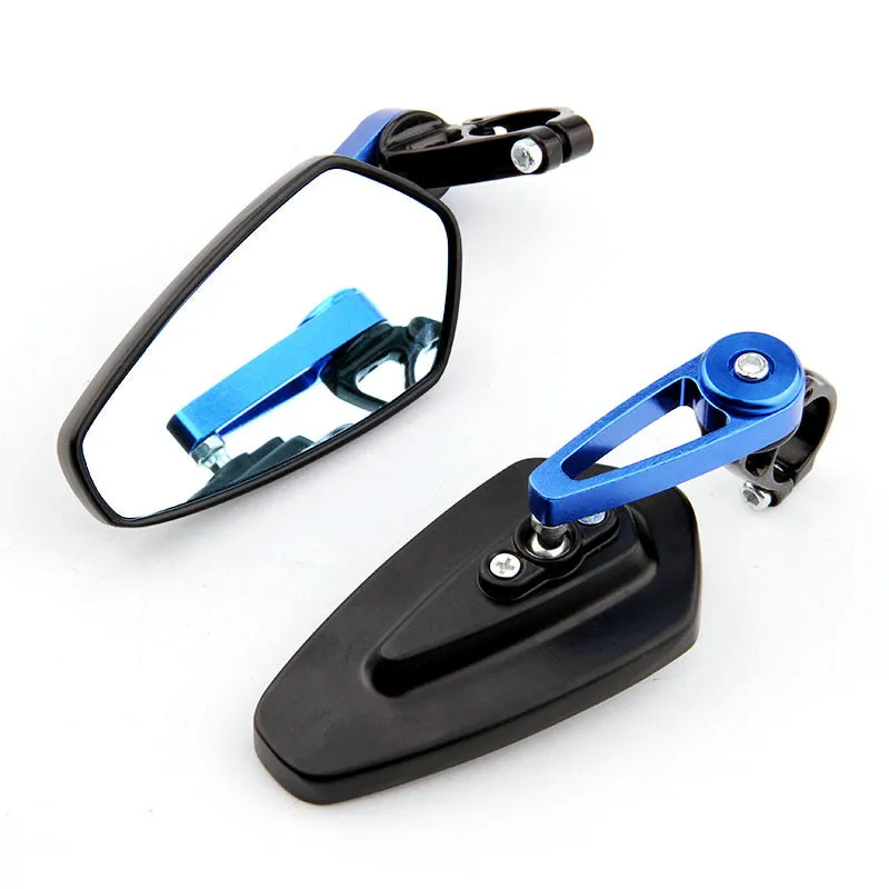 Motorcycle modified aluminum alloy rearview mirror, CNC machined 6061, black finish, 8 cm diameter, adjustable angle