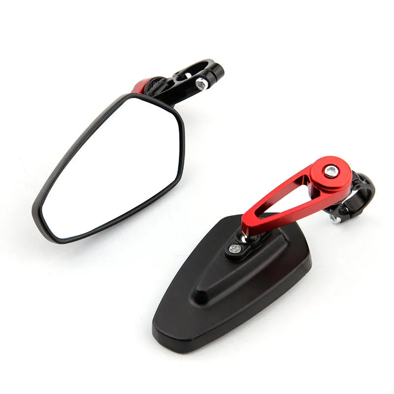Motorcycle modified aluminum alloy rearview mirror, CNC machined 6061, black finish, 8 cm diameter, adjustable angle