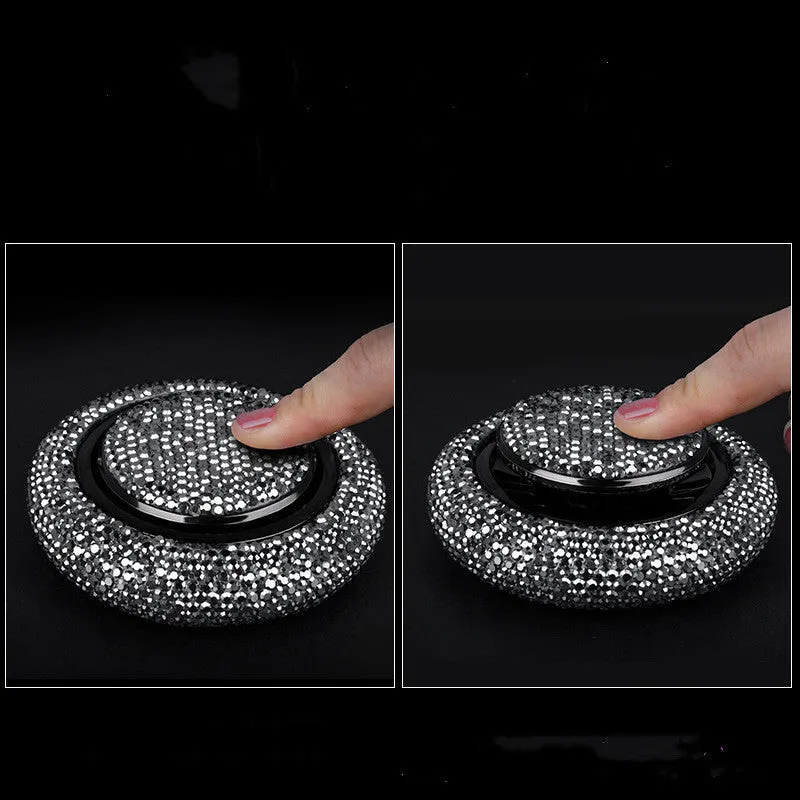 Vehicle perfume flying saucer electroplated alloy body hand-set crystals solid balsam black grey drill colour