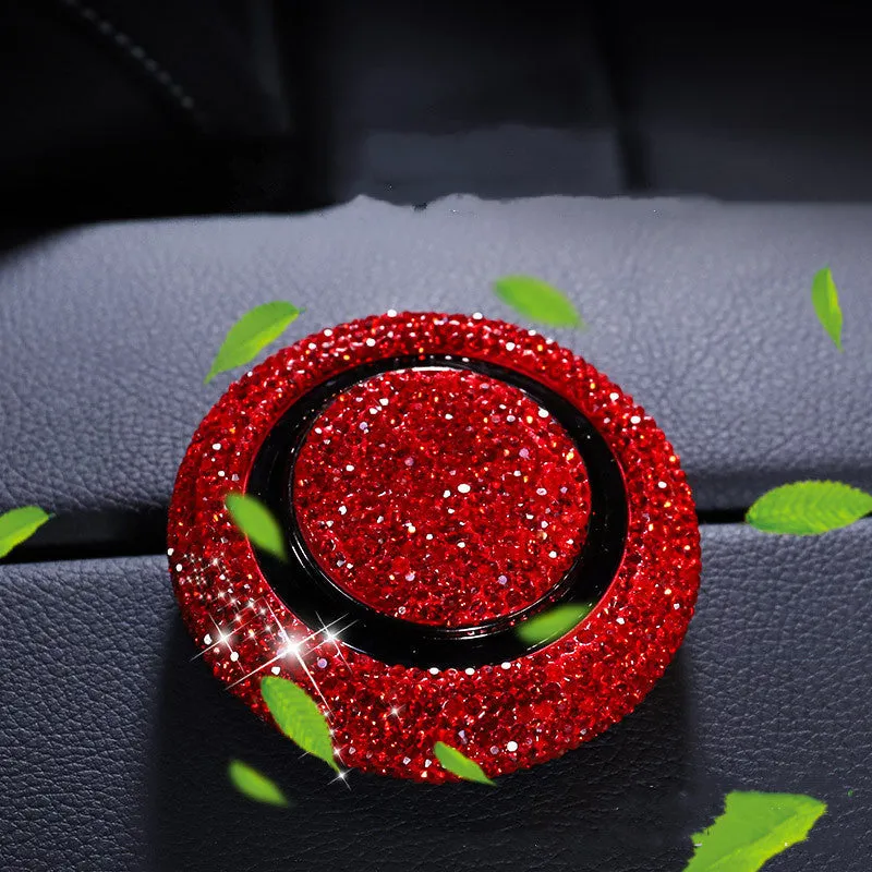 Vehicle perfume flying saucer electroplated alloy body hand-set crystals solid balsam black grey drill colour