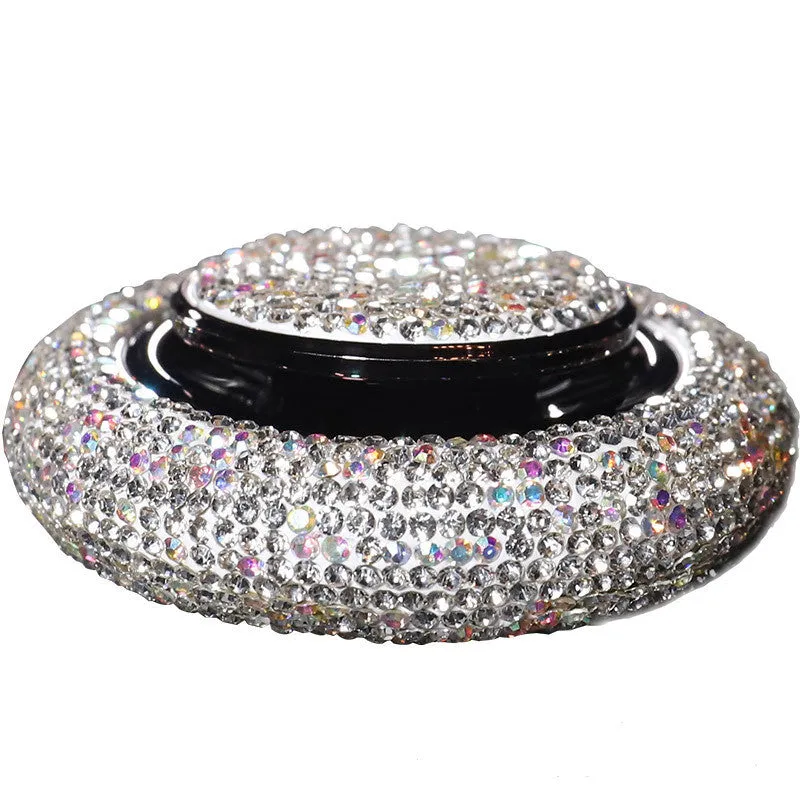Vehicle perfume flying saucer electroplated alloy body hand-set crystals solid balsam black grey drill colour