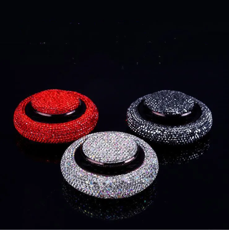Vehicle perfume flying saucer electroplated alloy body hand-set crystals solid balsam black grey drill colour