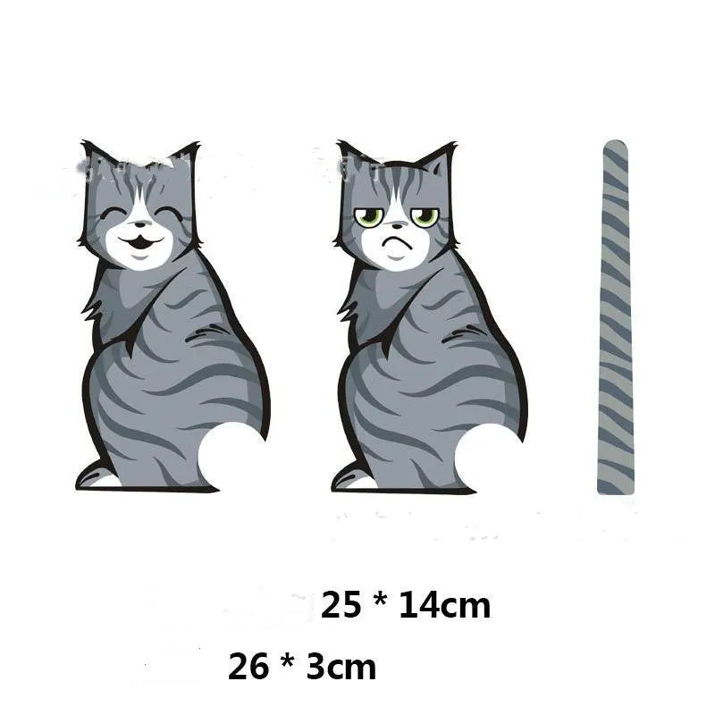 Car wiper cat smile cat sticker reflective PET 19x26cm decal with two colour options