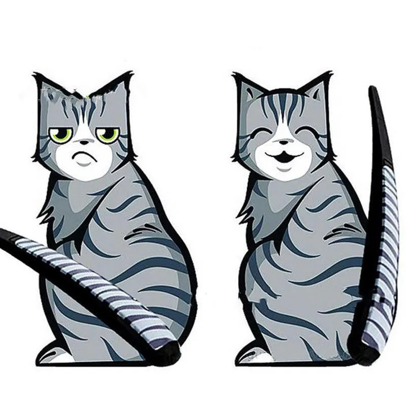 Car wiper cat smile cat sticker reflective PET 19x26cm decal with two colour options