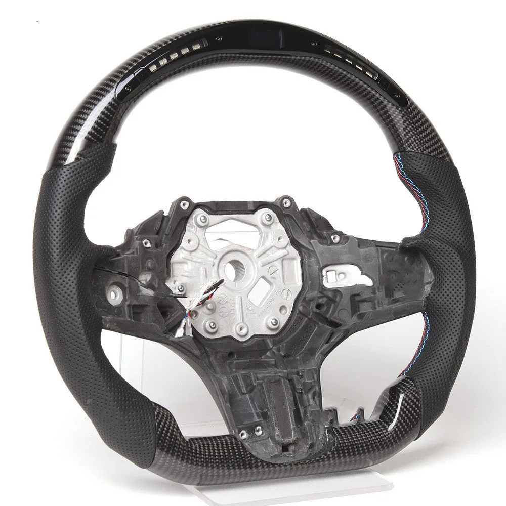 Black carbon fibre BMW steering wheel with LED lighting and heating function for X3 X5 models