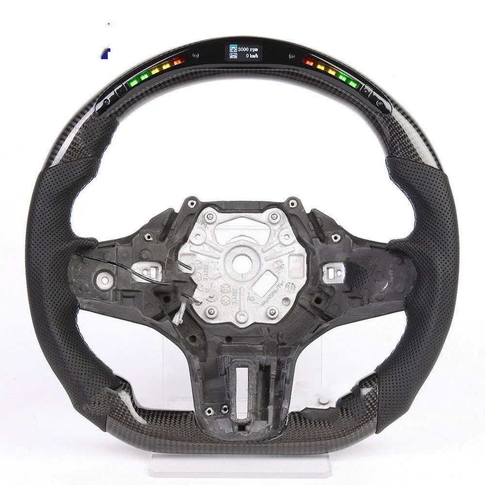 Black carbon fibre BMW steering wheel with LED lighting and heating function for X3 X5 models