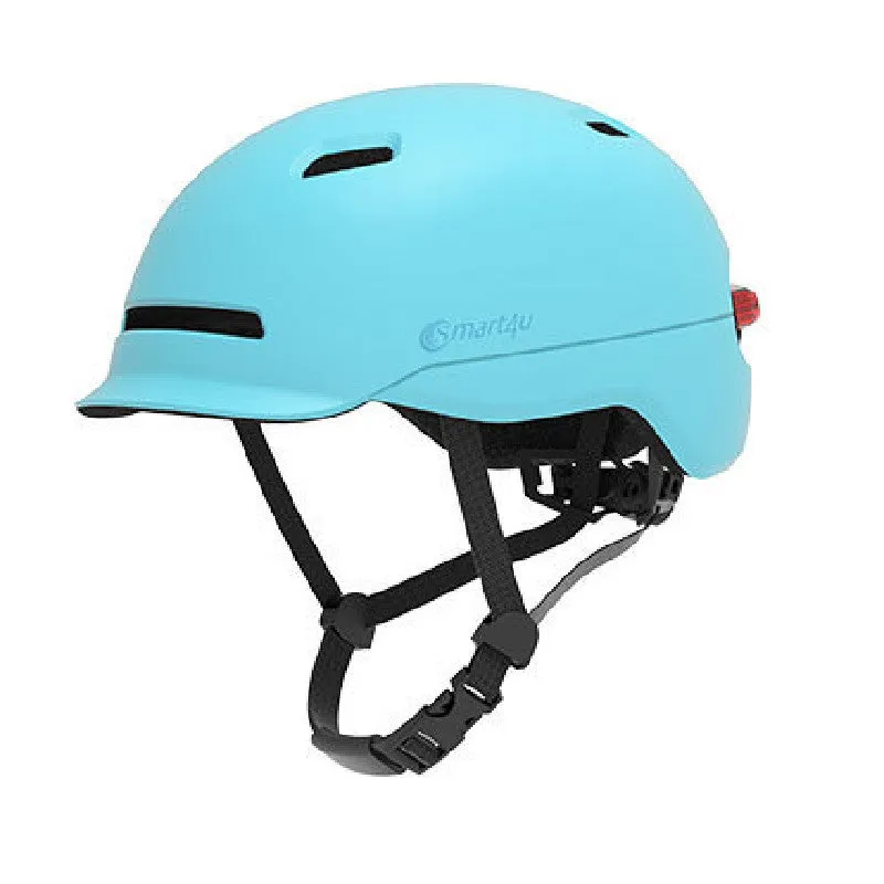Smart helmet with automatic photosensitive warning lights in black, EPS and PC construction, side view