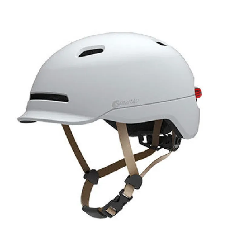 Smart helmet with automatic photosensitive warning lights in black, EPS and PC construction, side view