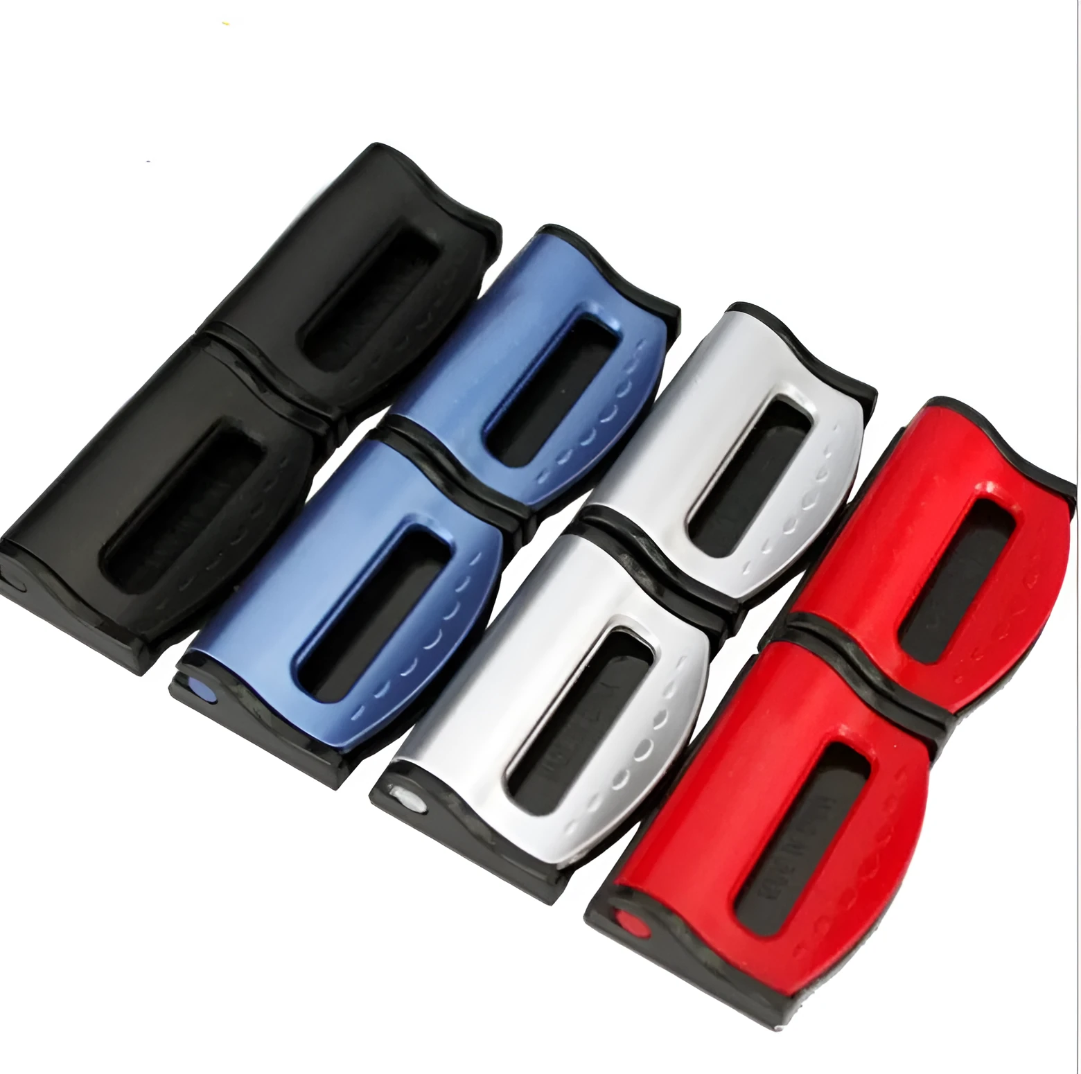 Car seat belt fixing clip in black ABS, 5.5cm length, 4cm width, 1.5cm height