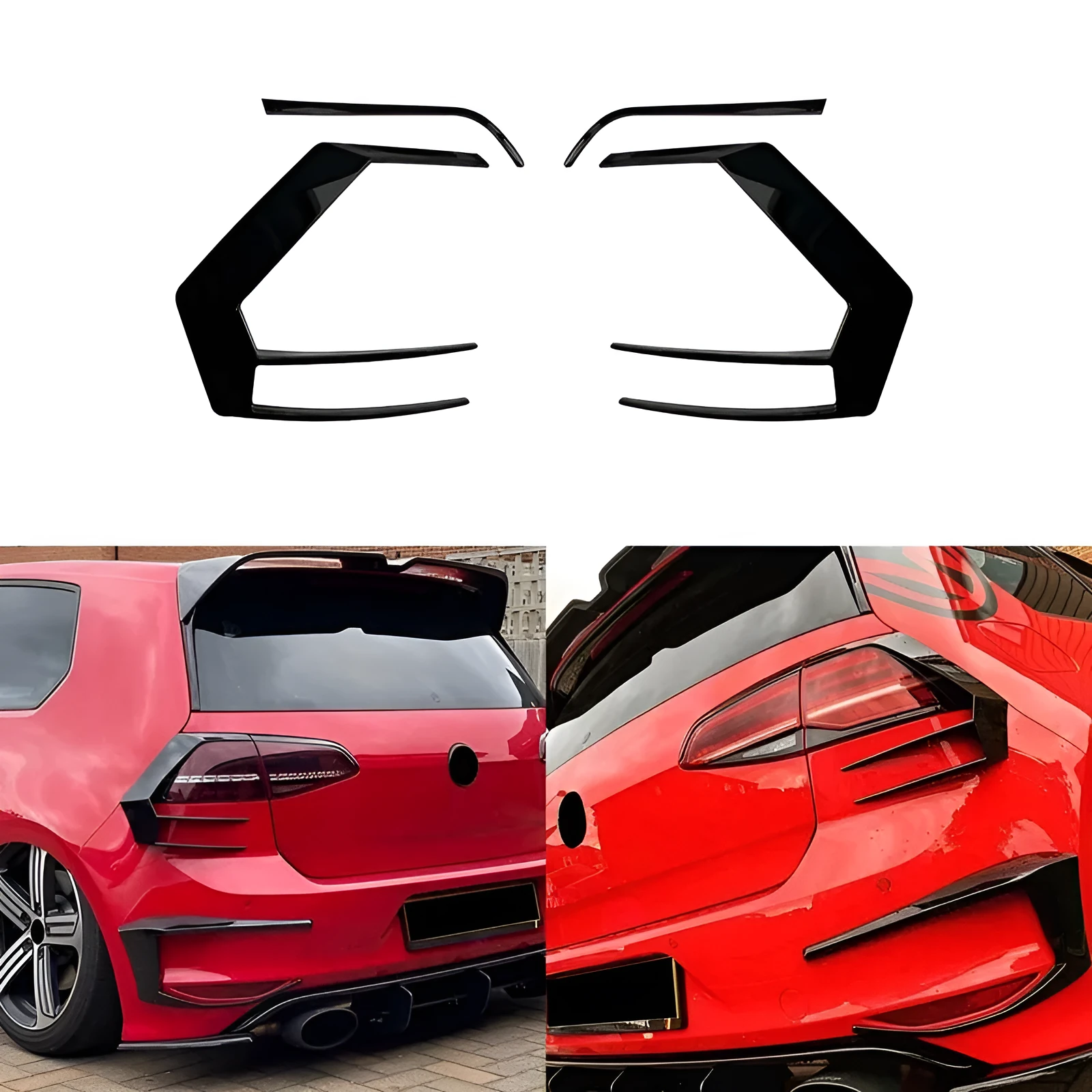 Rear air knife for Golf 7 R400 tail lamp in piano black ABS plastic