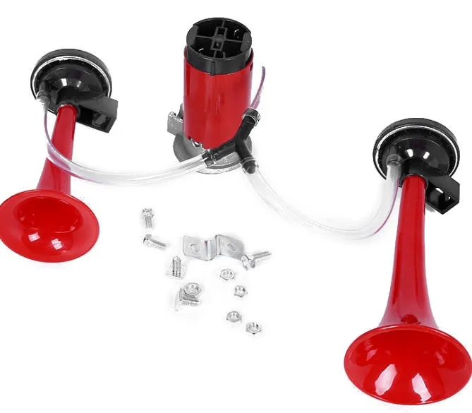 12V motorcycle air horn 105-115dB dual tone black metal for car truck boat