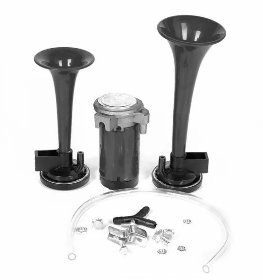 12V motorcycle air horn 105-115dB dual tone black metal for car truck boat