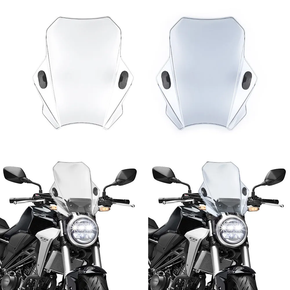 Glass motorcycle windshield for Honda Kawasaki Yamaha Ducati street bike in black 40x40x10cm