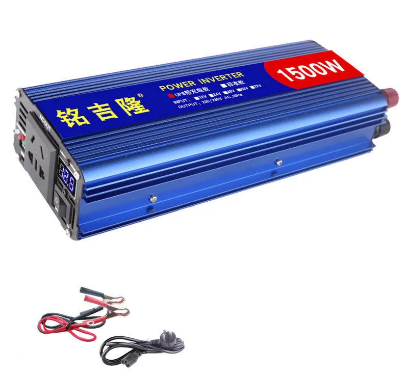 Blue 800W digital display UPS charging inverter with aluminum magnesium alloy shell, 190x100x60 mm