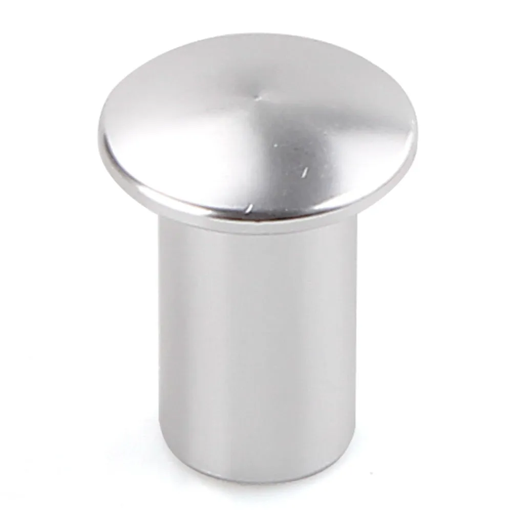 Aluminium alloy handbrake release button cap for car modification in gold, silver, black, blue, and red colours.