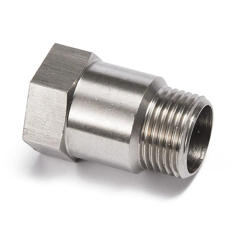 Silver iron M18 X 1.5 oxygen sensor extension tube adapter for motorcycle exhaust threads