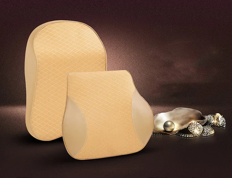Car seat headrest cushion with memory cotton filler and polyester cover in beige colour