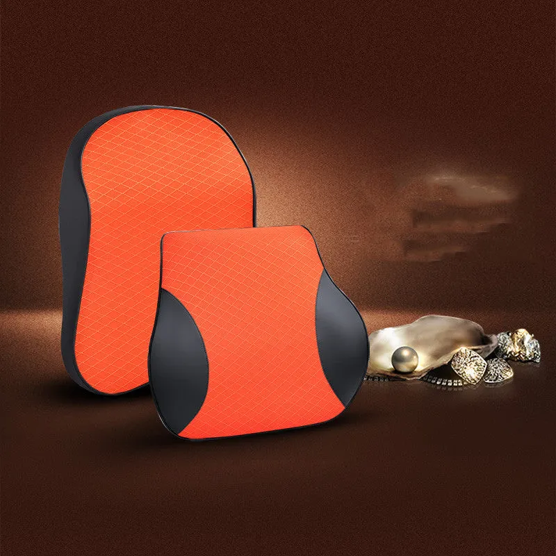 Car seat headrest cushion with memory cotton filler and polyester cover in beige colour
