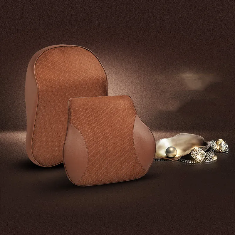 Car seat headrest cushion with memory cotton filler and polyester cover in beige colour