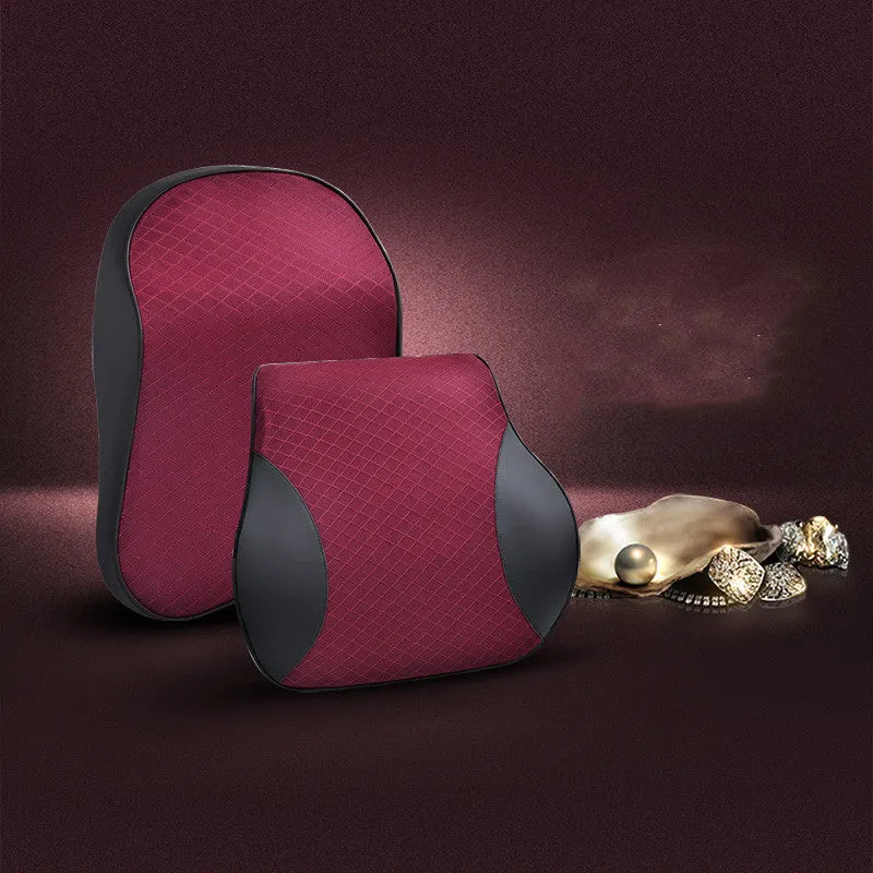 Car seat headrest cushion with memory cotton filler and polyester cover in beige colour