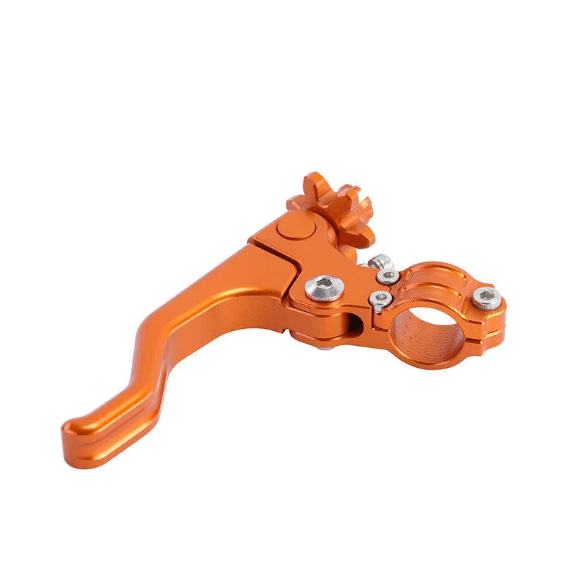 Aluminium motorcycle clutch lever for two-finger operation shown in multiple colour options