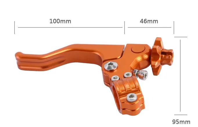Aluminium motorcycle clutch lever for two-finger operation shown in multiple colour options