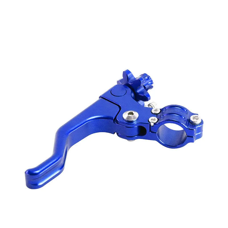Aluminium motorcycle clutch lever for two-finger operation shown in multiple colour options