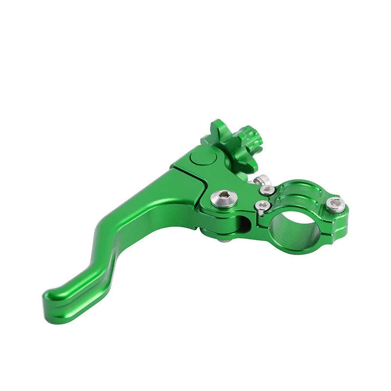 Aluminium motorcycle clutch lever for two-finger operation shown in multiple colour options