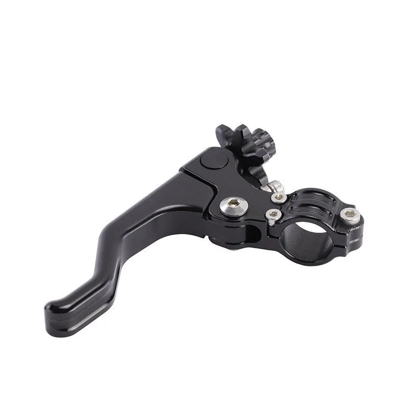 Aluminium motorcycle clutch lever for two-finger operation shown in multiple colour options