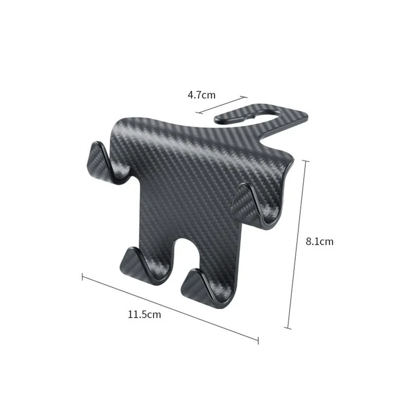 Black ABS plastic car hook and mobile phone holder bracket for rear seat back storage.