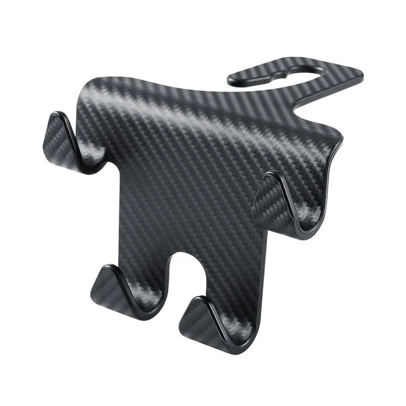 Black ABS plastic car hook and mobile phone holder bracket for rear seat back storage.