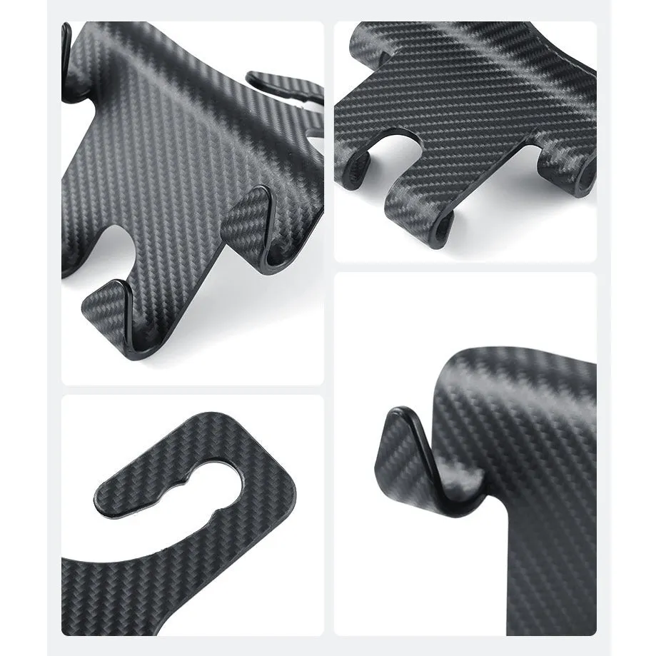 Black ABS plastic car hook and mobile phone holder bracket for rear seat back storage.