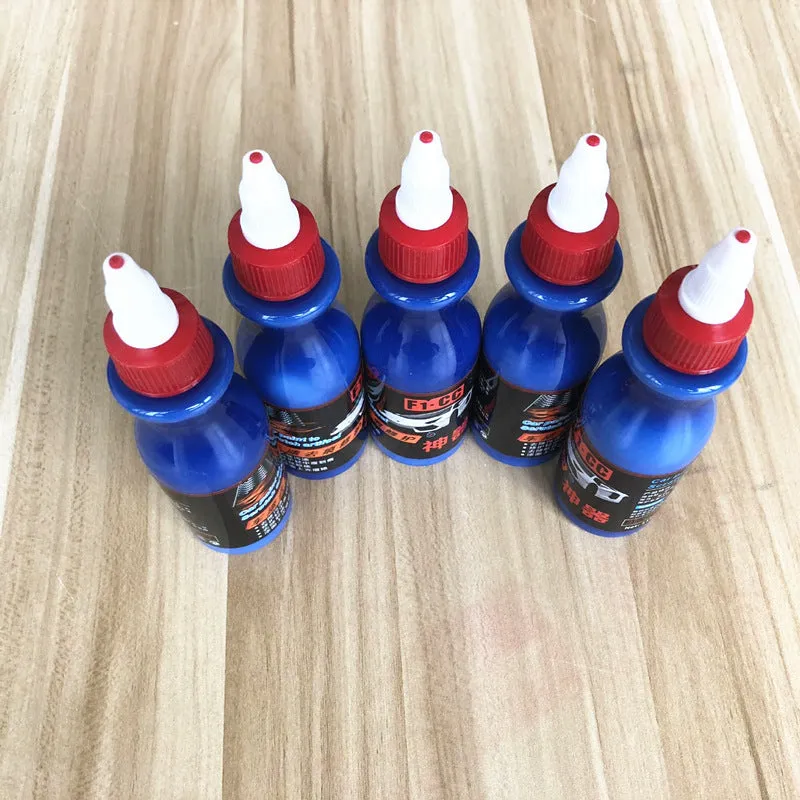 Automotive scratch repair agent bottle for vehicle paint touch-ups and minor scratch repair