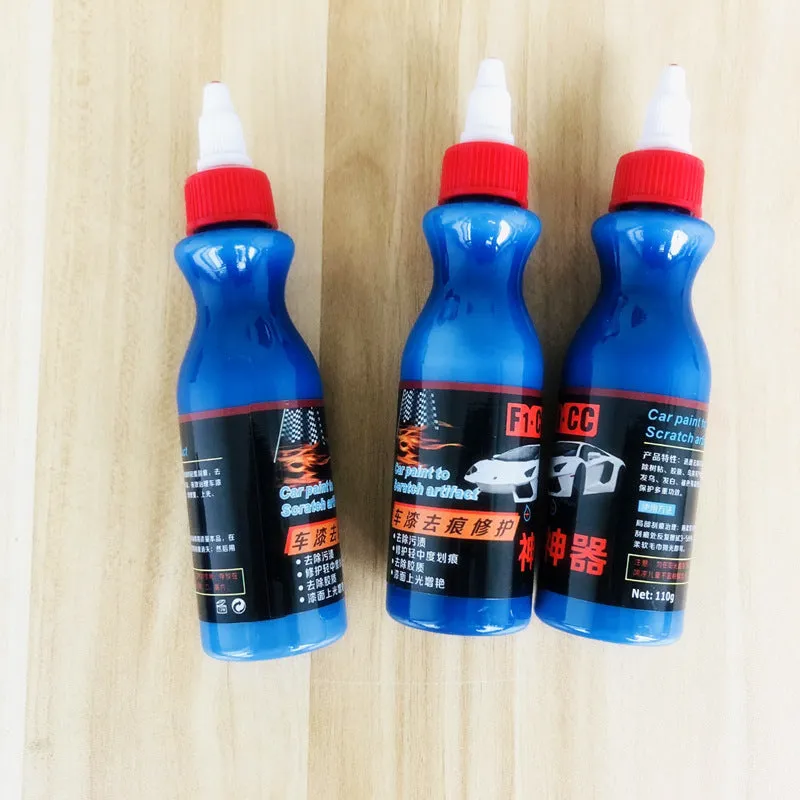 Automotive scratch repair agent bottle for vehicle paint touch-ups and minor scratch repair