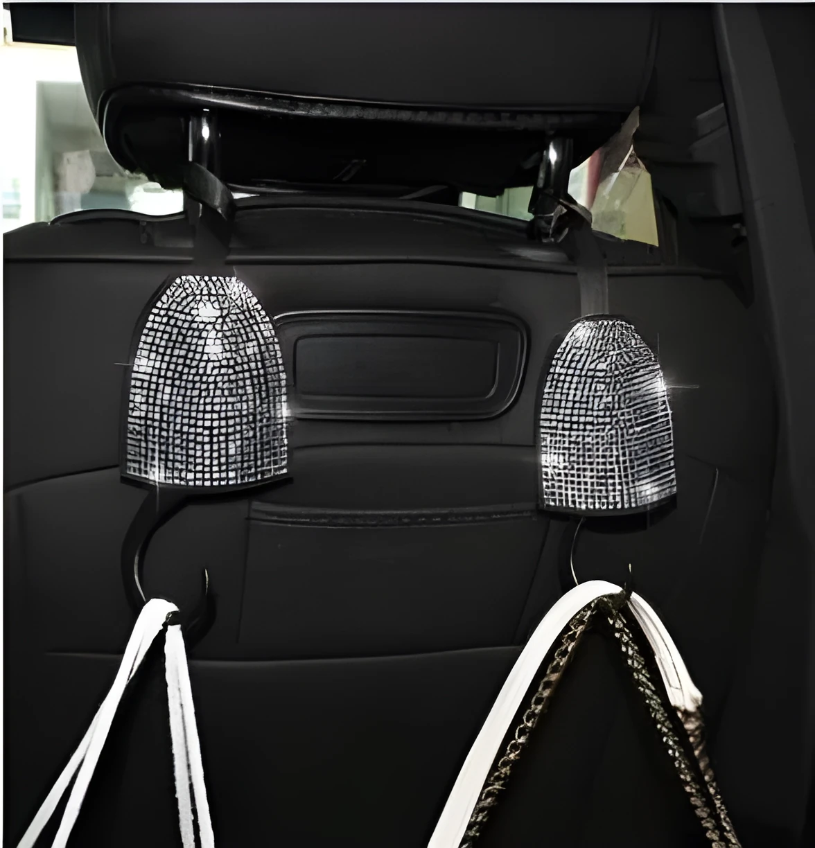 Black car magnet phone holder hook bracket with pink diamond-studded chair back hook