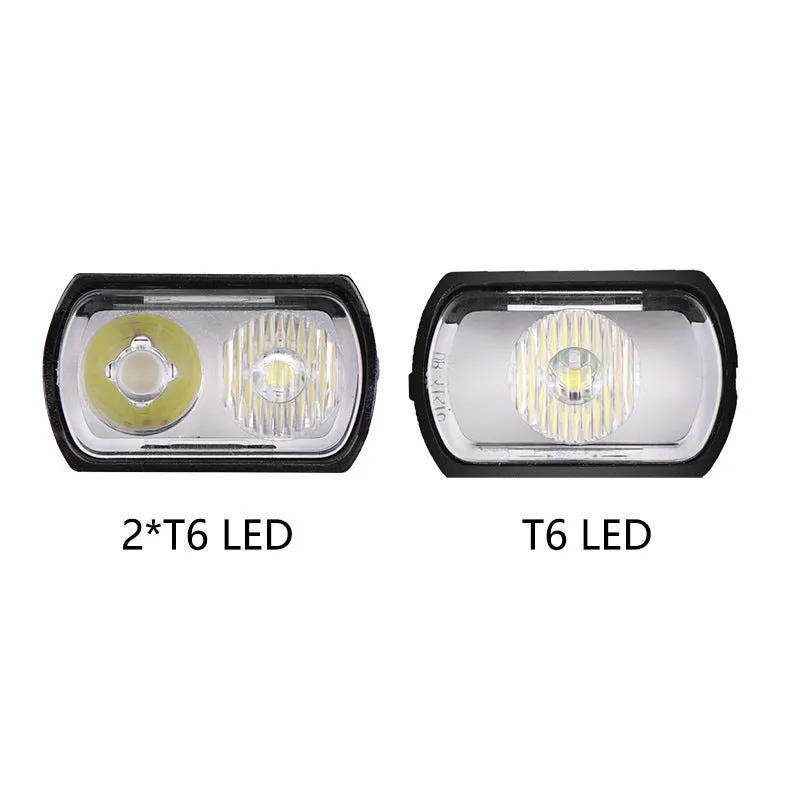 USB rechargeable outdoor waterproof bike light with double T6 lamp beads and power display, large double lamp model on handlebars