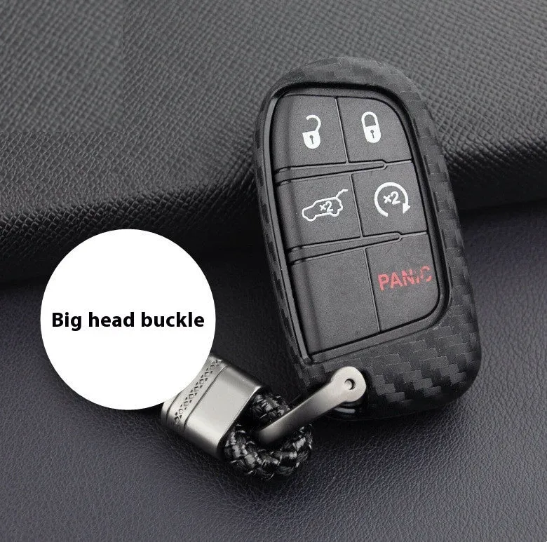 Carbon fibre patterned silicone protective case for Dodge Chrysler Fiat remote car keys.